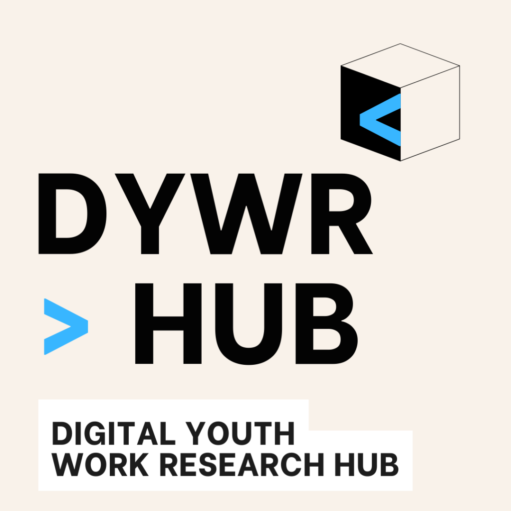 Text reads "DYWR HUB: DIGITAL YOUTH WORK RESEARCH HUB"